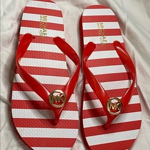 New MK orange / red flip flops sz8